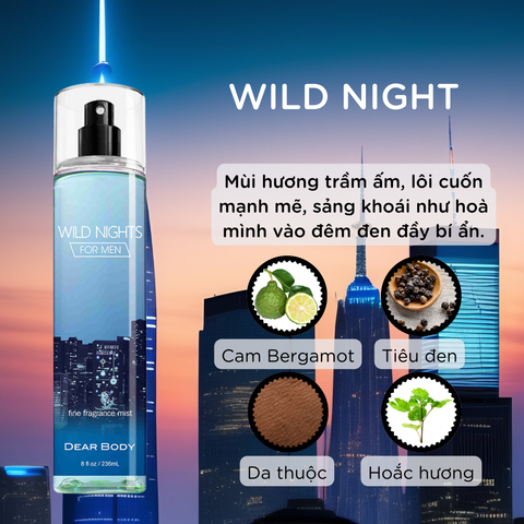  Xịt Thơm Toàn Thân Cho Nam Wild Nights For Men Fine Fragrane Body Mist 236ml 