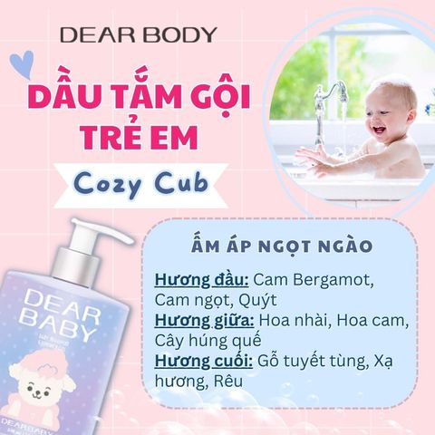  Dầu Tắm Gội Trẻ EM Cozy Cub Shampoo & Shower Gel - Không Cay Mắt 500ml 