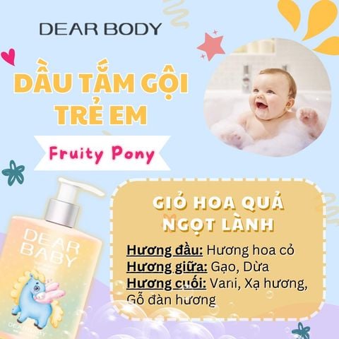  Dầu Tắm Gội Trẻ Em Fruity Pony Shampoo & Shower Gel  - Không Cay Mắt 500ml 