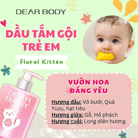  Dầu Tắm Gội Trẻ Em Floral Kitten Shampoo & Shower Gel - Không Cay Mắt 500ml 