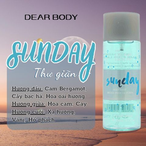  Xịt Thơm Toàn Thân Sunday Body Mist 250ml 