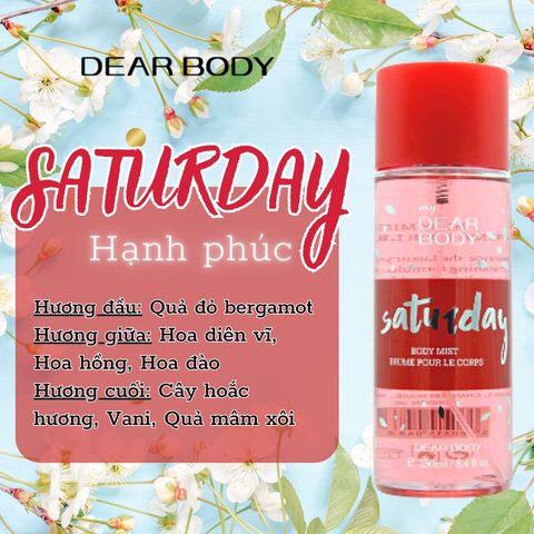  Xịt Thơm Toàn Thân Saturday Body Mist 250ml 