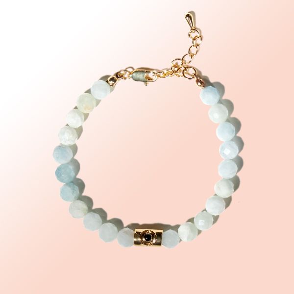  Vòng tay đá Aquamarine xanh, charm biểu tượng chữa lành: Tình yêu mềm mại - mã VTNU31 