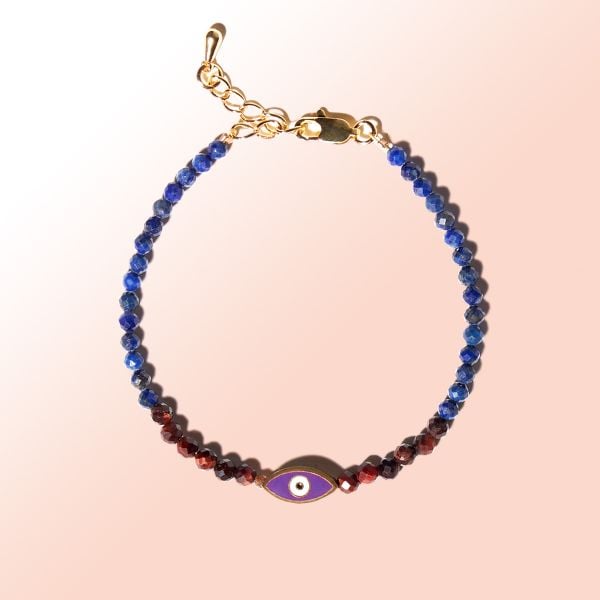  Vòng tay Lapis Lazuli xanh dương và mắt hổ đỏ: Dòng chảy tiền bạc - mã VTNU36 