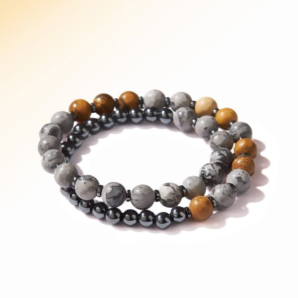  Vòng tay Mapstone, Picture Jasper & Hematite: Tiến về phía trước - mã VTN72 
