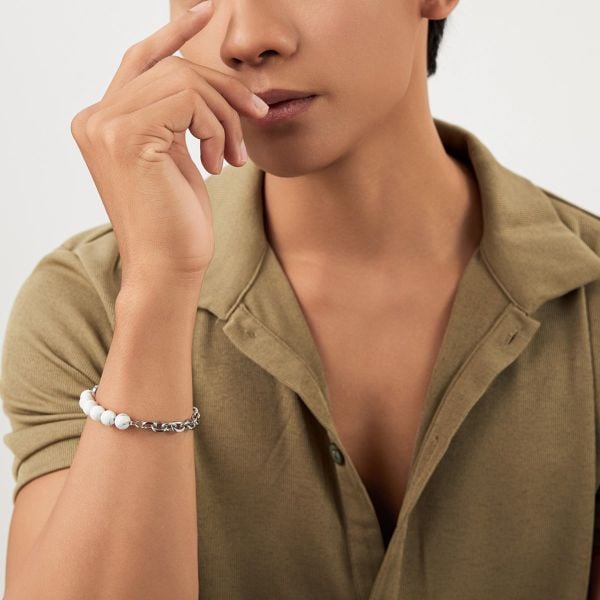 Vòng tay đá bạch tùng (Howlite): Thu hút giàu có - mã VTN35 