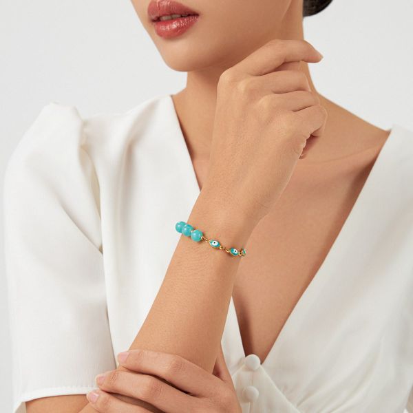  Vòng tay Amazonite mắt quỷ: Ngọn sóng yên bình - mã VTNU43 
