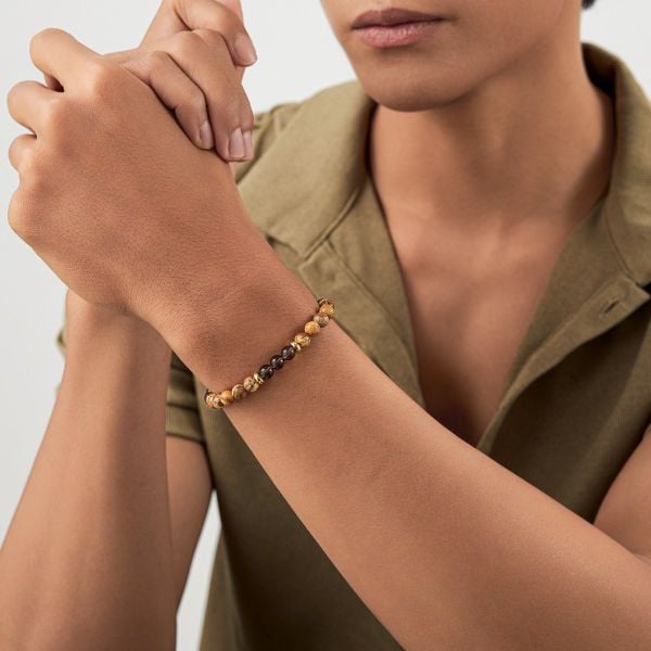  Vòng tay đá Picture Jasper nâu và thạch anh khói: Nuôi dưỡng sự hòa hợp - mã VTN40 