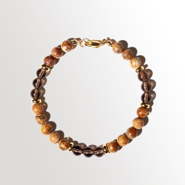  Vòng tay đá Picture Jasper nâu và thạch anh khói: Nuôi dưỡng sự hòa hợp - mã VTN40 
