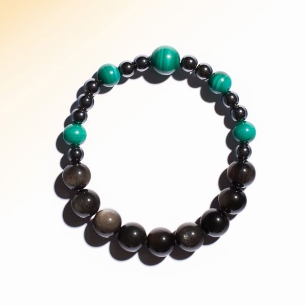  Vòng tay đá Khổng tước, Obsidian và Hematite: Chấp nhận thay đổi - mã VTN81 