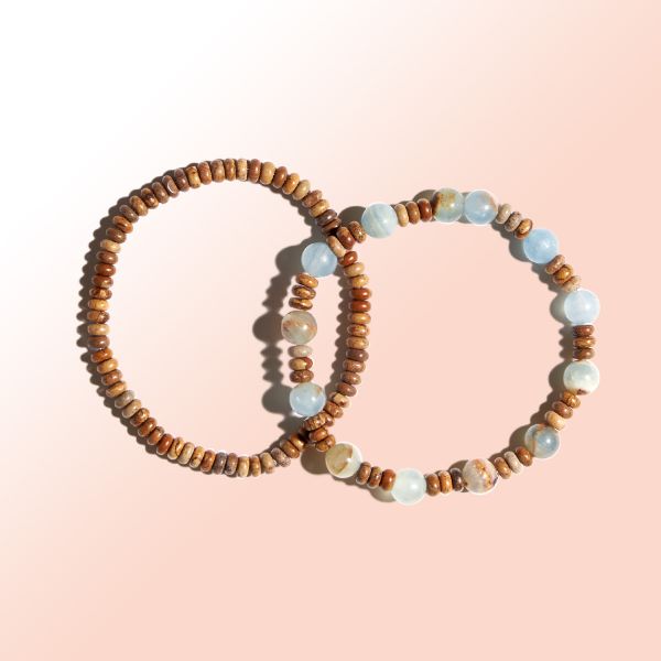 Vòng tay đá Canxit và Picture Jasper nâu: Bức tranh tươi đẹp - mã VTNU52 