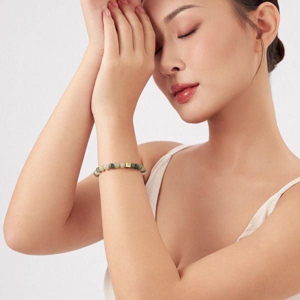  Vòng tay đá Serpentine xanh: Mở rộng trái tim - mã VTNU56 