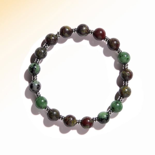  Vòng tay nam đá huyết rồng (Dragon Blood), đá Epidote Zoisite: Trở về với bản thân - Mã VTN93 