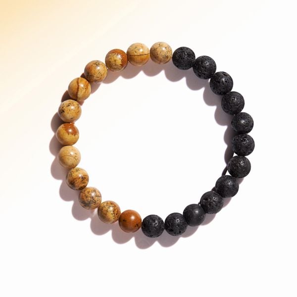  Vòng tay Picture Jasper và đá núi lửa: Nuôi dưỡng sự hòa hợp - mã VTN95 