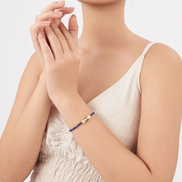  Vòng tay Ngọc lưu ly xanh dương và đá Thiên hà xanh lục: Cân bằng - mã VTNU63 