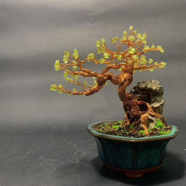  Bonsai dây đồng nghệ thuật đá Peridot 