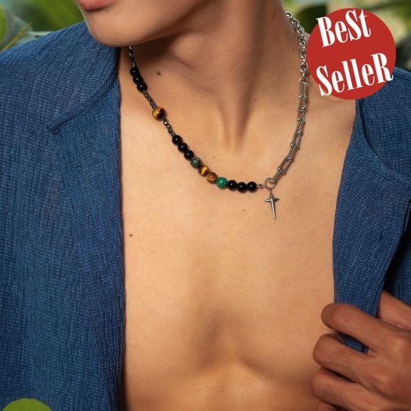  Dây chuyền đá Mắt hổ, Obsidian đen: Sự khích lệ và chính kiến - Mã DCN03 