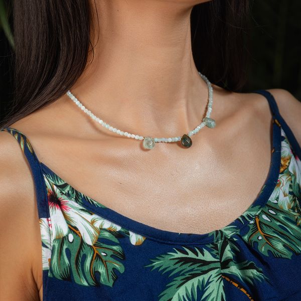  Dây chuyền nữ đá Thiên hà & Onyx Ấn Độ: Yên bình và thiền định - Mã DCNU02 