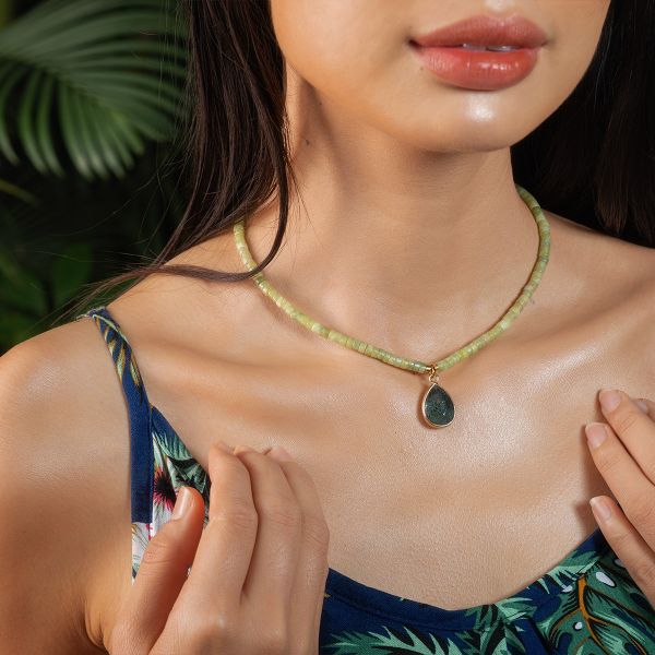  Dây chuyền nữ đá Serpentine: nhẹ nhàng, chữa lành - Mã DCNU03 