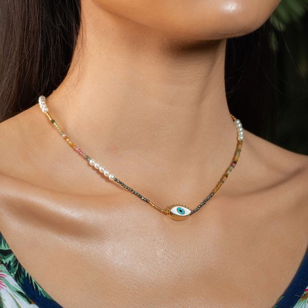  Dây chuyền nữ tourmaline và Pyrite: Cân bằng năng lượng, thịnh vượng dồi dào - Mã DCNU08 