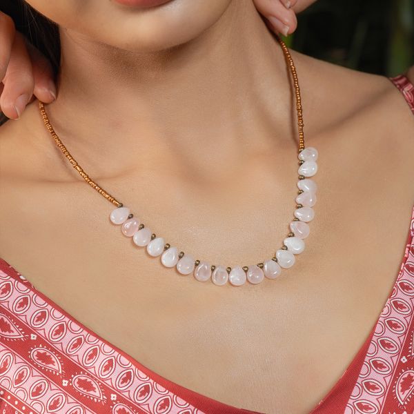  Dây chuyền nữ trái tim thạch anh hồng: Tình yêu nhẹ nhàng, lãng mạn - Mã DCNU11 