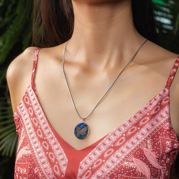  Dây chuyền nữ mặt Lapis Lazuli: Sự quyền quý - Mã DCNU12 