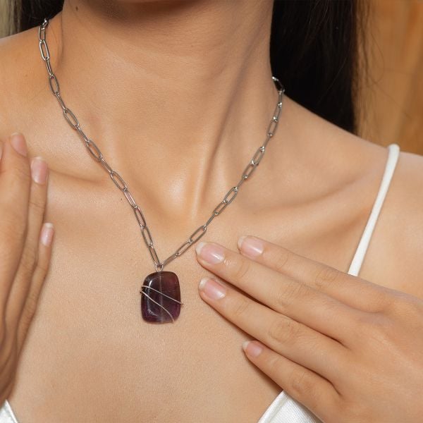  Dây chuyền nữ mặt thạch anh tím: Xoa dịu tâm trí - Mã DCNU19 