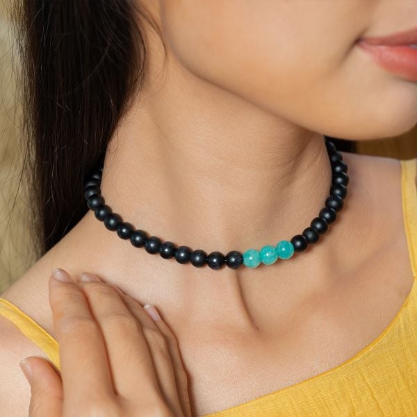  Dây chuyền nữ đá núi lửa và Amazonite: Khai mở trí tuệ tiềm ẩn - Mã DCNU26 