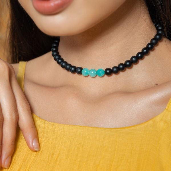  Dây chuyền nữ đá núi lửa và Amazonite: Khai mở trí tuệ tiềm ẩn - Mã DCNU26 