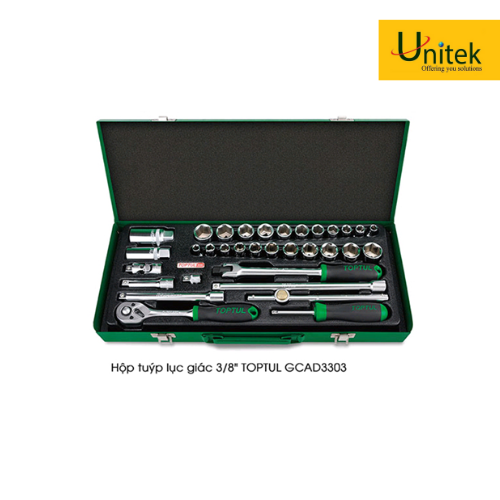 Hộp đầu tuýp 3/8″ 33 chi tiết Toptul GCAD3303