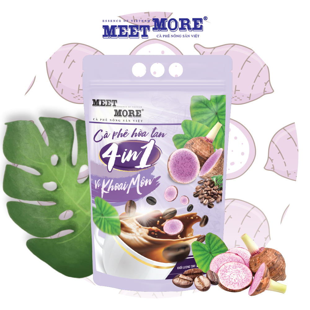 Bịch cà phê hòa tan vị khoai môn Meet More (50 gói x 18g)