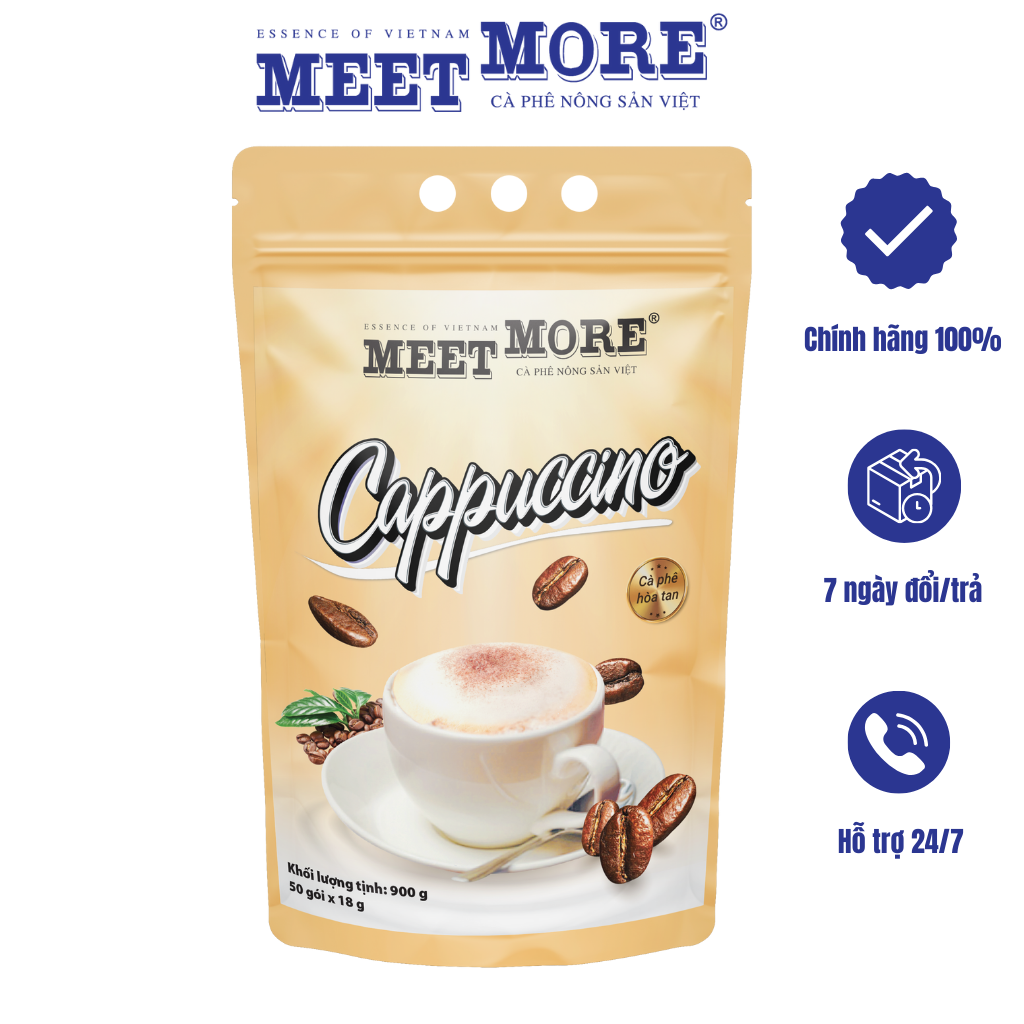 Bịch cà phê hòa tan Capuccino Meet More (50 gói x 18g)