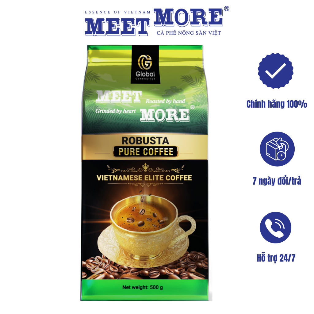 Bịch cà phê rang xay Robusta Pure Meet More 500g