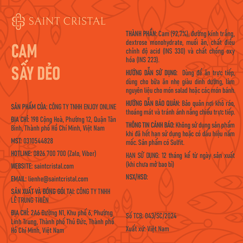  Cam Navel Úc Sấy Dẻo Saint Cristal 