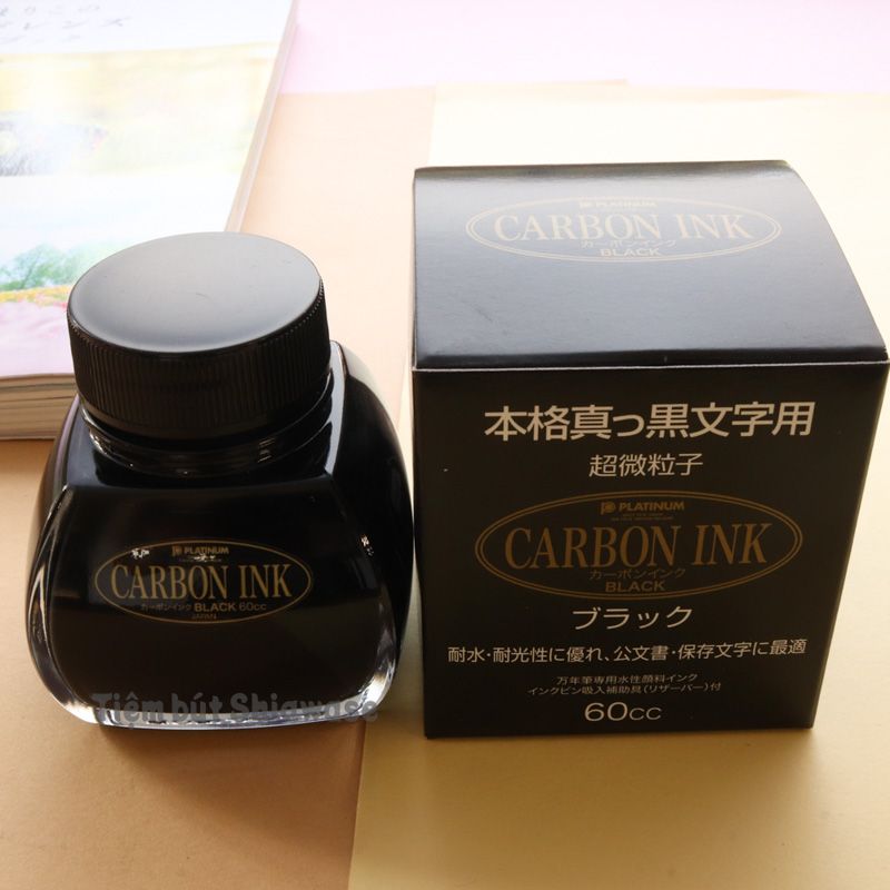  Mực Bút Máy Platinum Waterproof Carbon Ink Lọ 60ml 