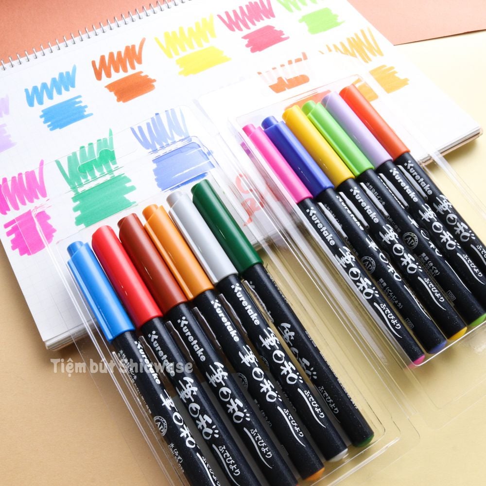 Kuretake Fudebiyori Brush Pen - 12 Color Set