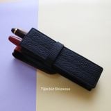  Bao Da Đựng Bút - Loại 2 Bút - Wancher Penbrace 2 Pen Pouch - Black Orange 