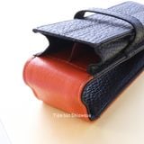  Bao Da Đựng Bút - Loại 2 Bút - Wancher Penbrace 2 Pen Pouch - Black Orange 