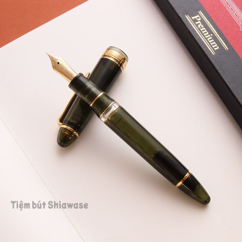  Bút Máy Sailor Wancher 1911 Profit Realo 21K - Transparent Champagne Dark Green 