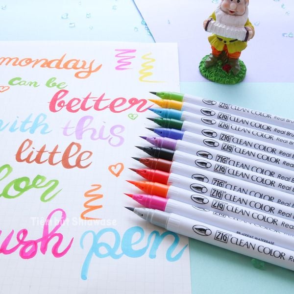  Bút Màu Nước Kuretake Zig Clean Color Real Brush - Set 6 Màu 