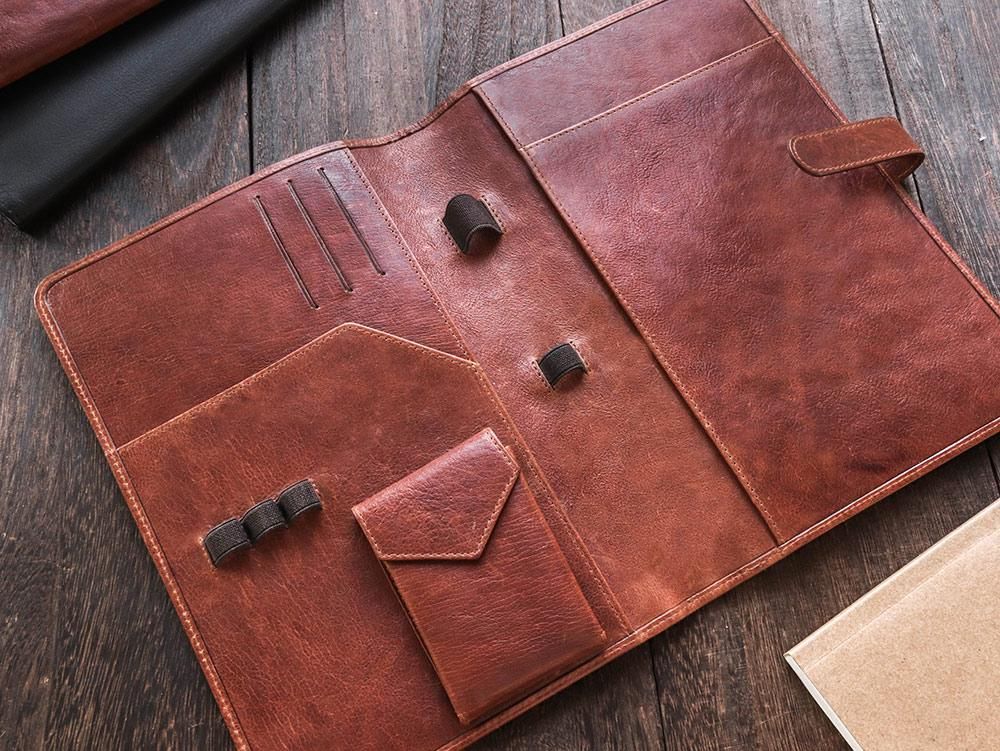  Bao Da Đựng Sổ & Bút Wancher Compact Leather Notebook Cover A5 - Cognac Brown 