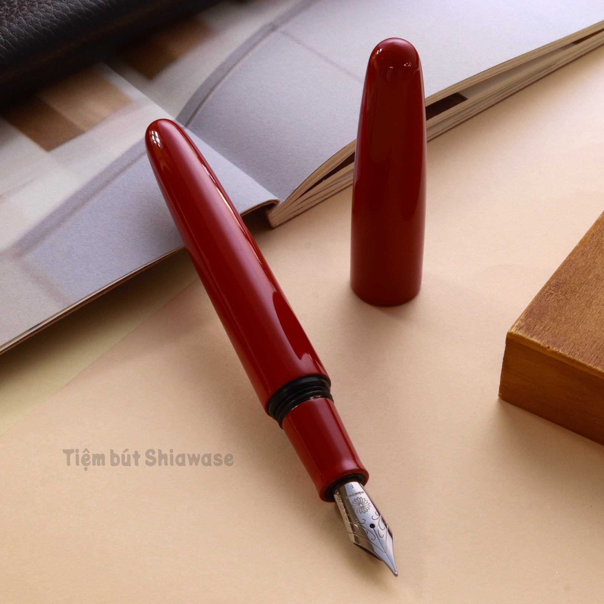  Bút Máy Wancher Dream Pen True Urushi Shu - Red - Sơn Mài Wajima Đỏ 