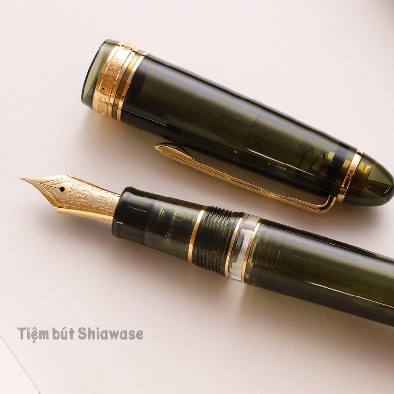  Bút Máy Sailor Wancher 1911 Profit Realo 21K - Transparent Champagne Dark Green 