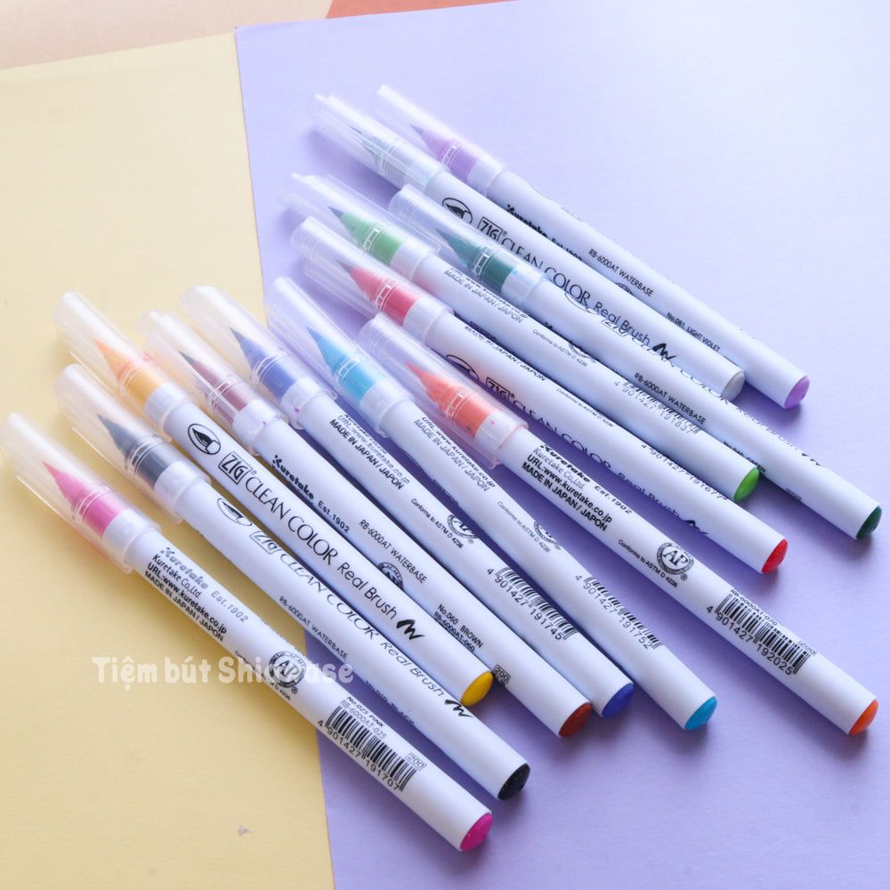  Bút Màu Nước Kuretake Zig Clean Color Real Brush - Set 12 Màu 