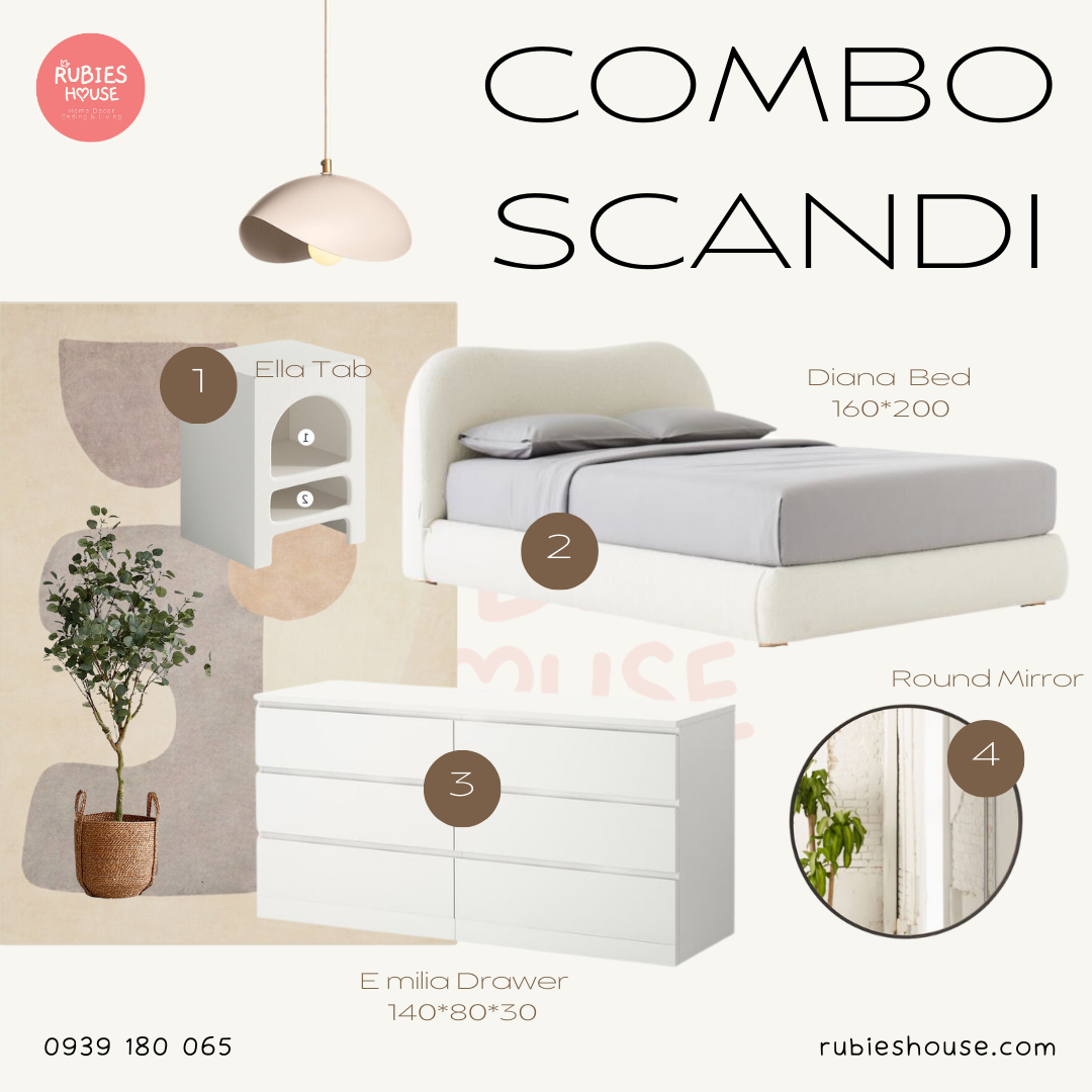  COMBO SCANDI- Combo phòng ngủ Bắc Âu Rubies House 