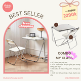  COMBO MY CLASS- Bộ Bàn Ghế Trong Suốt Gấp Gọn Rubies House 