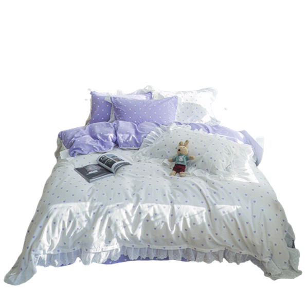  Bộ Chăn ga cotton cao cấp- Tim bèo tím 