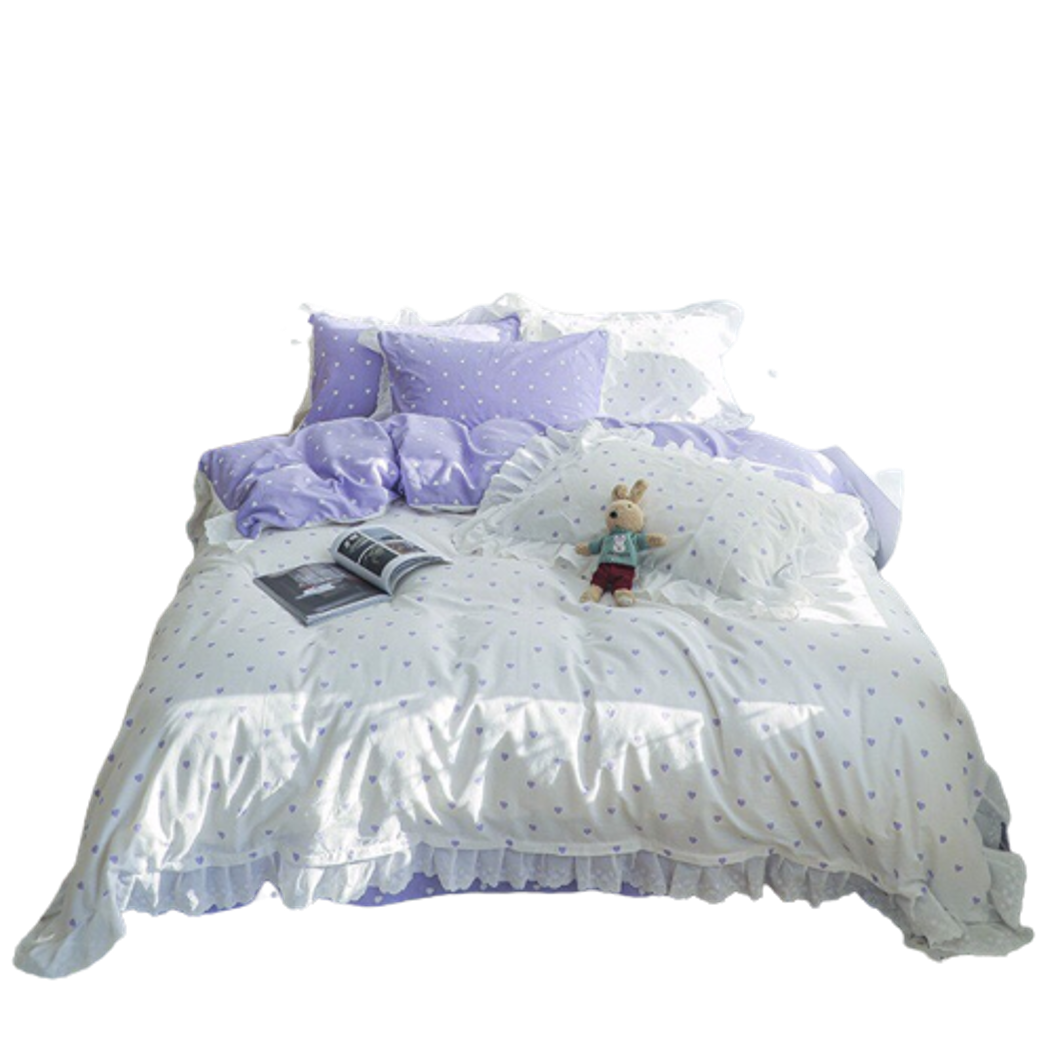  Bộ Chăn ga cotton cao cấp- Tim bèo tím 