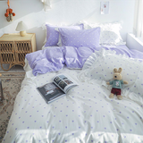  Bộ Chăn ga cotton cao cấp- Tim bèo tím 