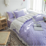  Bộ Chăn ga cotton cao cấp- Tim bèo tím 